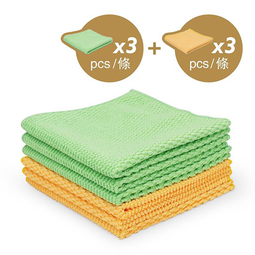 超细纤维豪华加厚米粒抹布 VM R323030YG3 (6条/包,黄色3条+绿色3条)